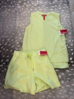 SPANX Neon Lime Sleeveless Pajama Top & Shorts Set